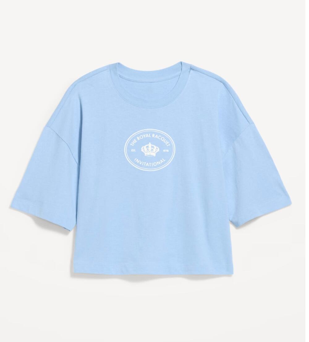 Old Navy Crew-Neck Oversized Crop Graphic Tee The Royal Racquet Invitational XS